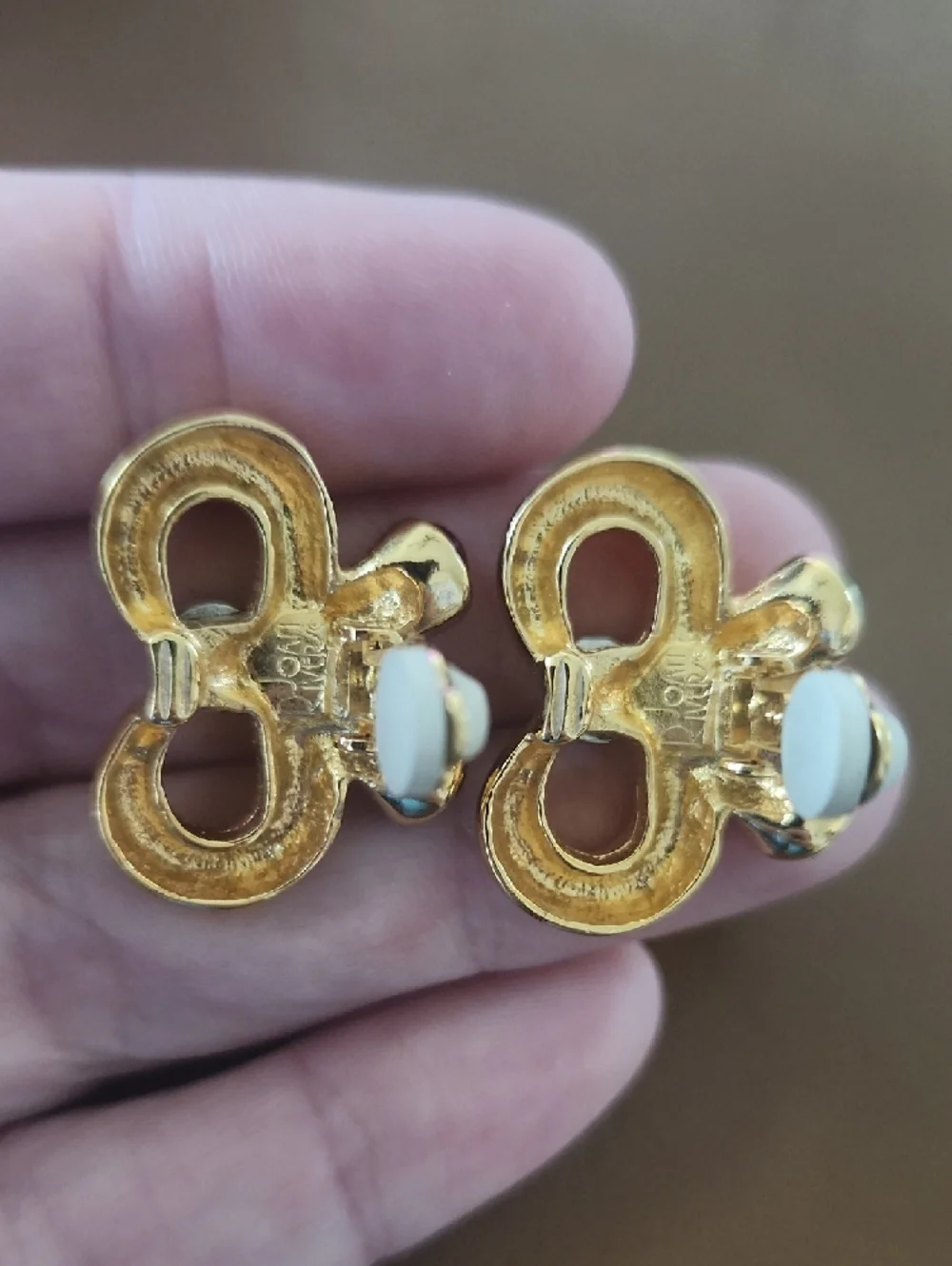 Vintage Joan Rivers Gold Bow Brooch and Earrings Set with Red‎ & Green Stones
